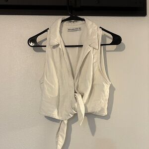 Abercrombie White Tie-Front Sleeveless shirt